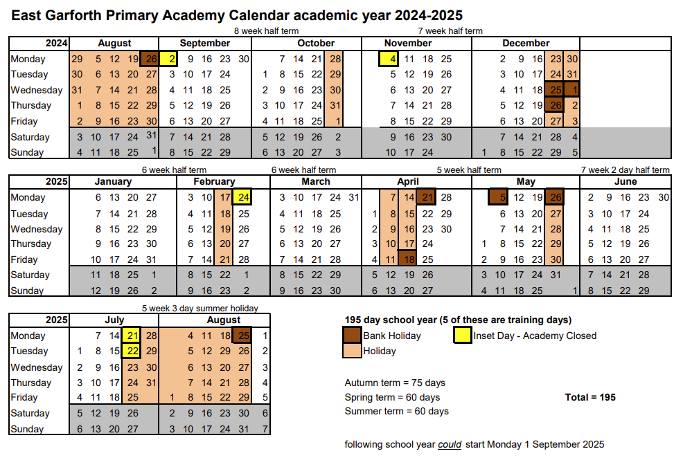 Term Dates - East Garforth Primary Academy term-dates-east-garforth-primary-academy